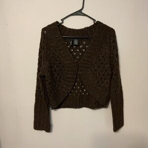 Mixit Brown/Gold Cropped Cardigan